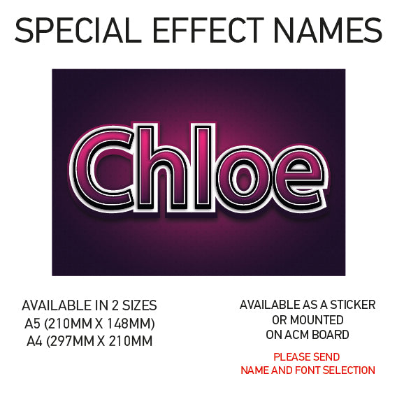 SEN01-60 Personalised Name door stickers kids bedroom Boy Girl Custom Nursery