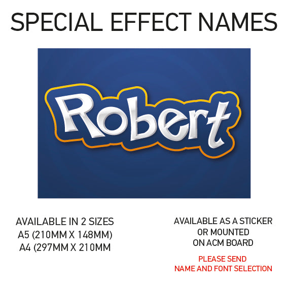 SEN01-60 Personalised Name door stickers kids bedroom Boy Girl Custom Nursery