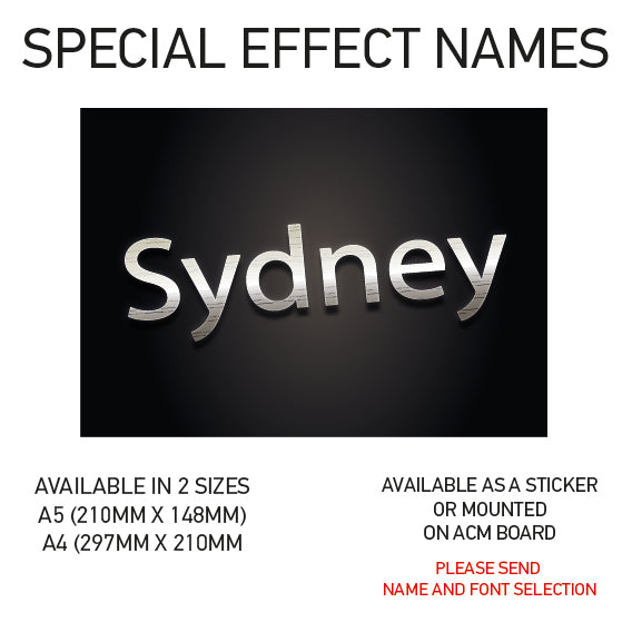 SEN01-60 Personalised Name door stickers kids bedroom Boy Girl Custom Nursery