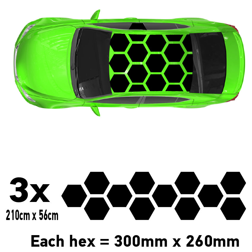 SHRXL Car Roof Hexagon Solid XL Camouflage Kit Honeycomb Stickers Graphics