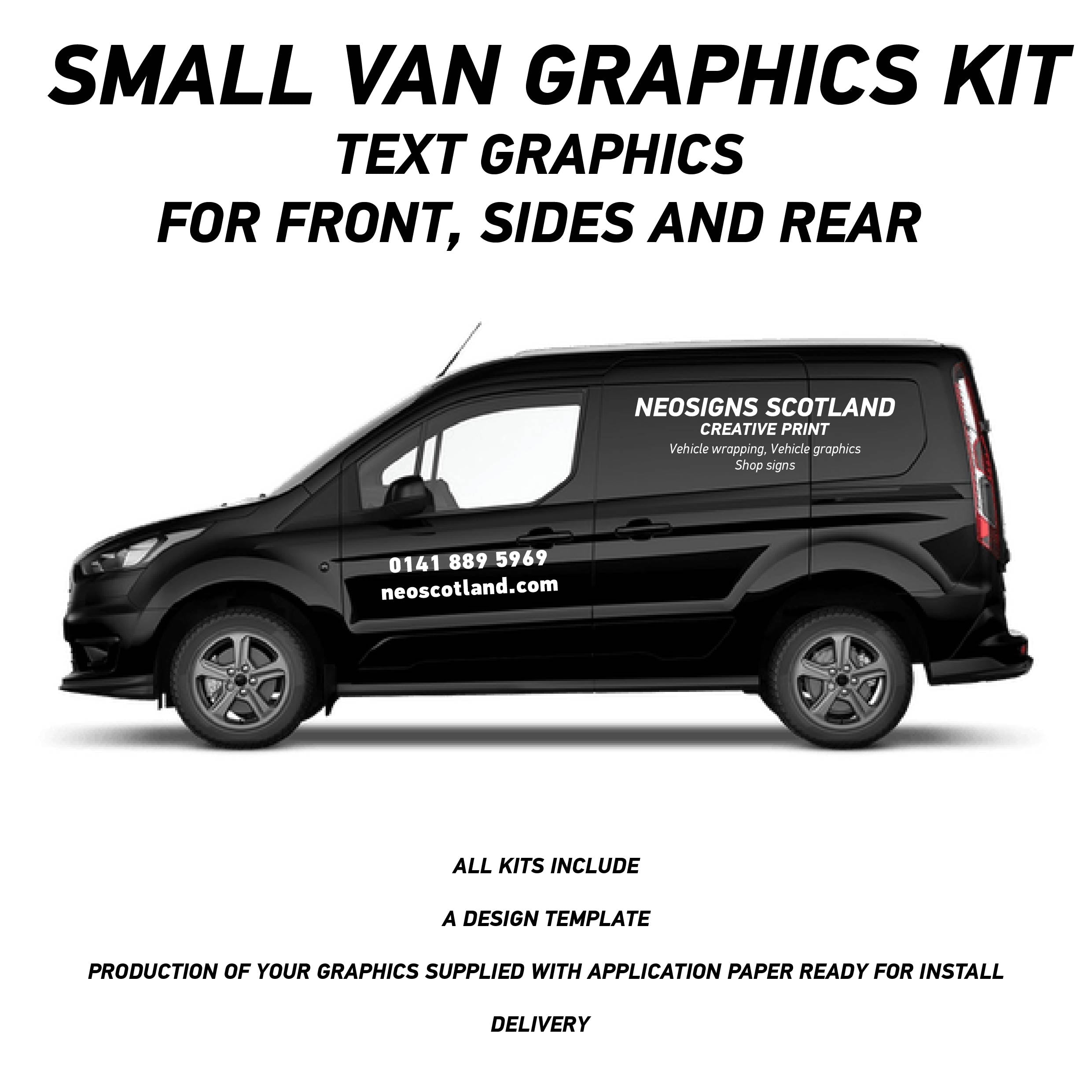 VAN01 Small Van Graphics Kit Sign Writing Vehicle lettering Livery signs Text only
