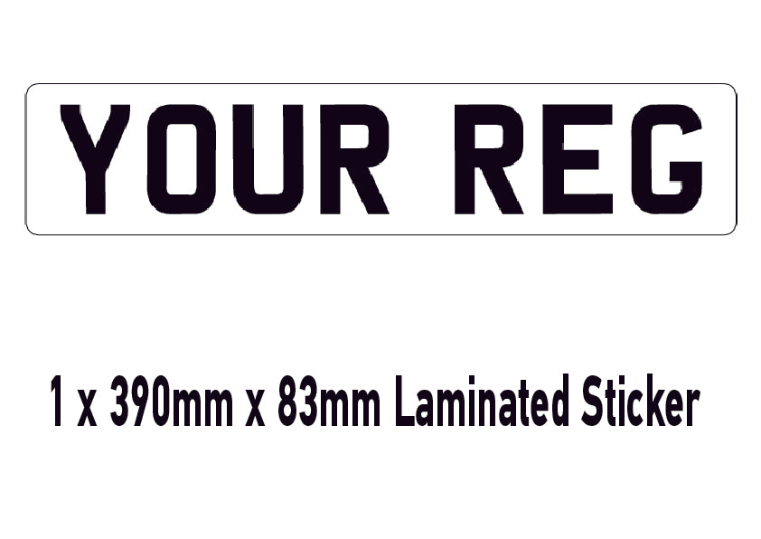 SNP01-03 Short Number Plate Stick On Available in White Yellow or Black