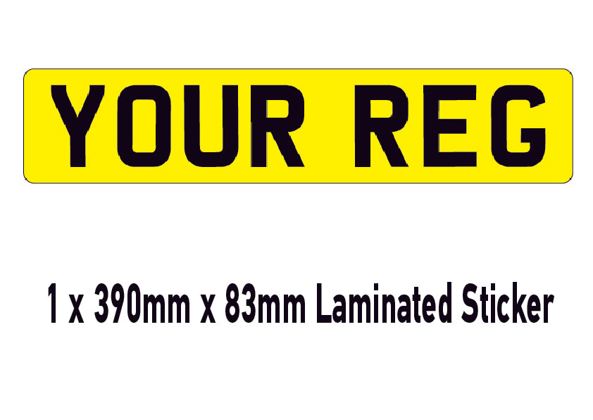 SNP01-03 Short Number Plate Stick On Available in White Yellow or Black