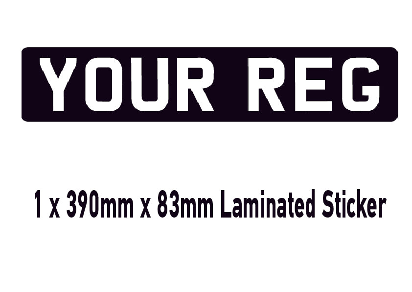 SNP01-03 Short Number Plate Stick On Available in White Yellow or Black