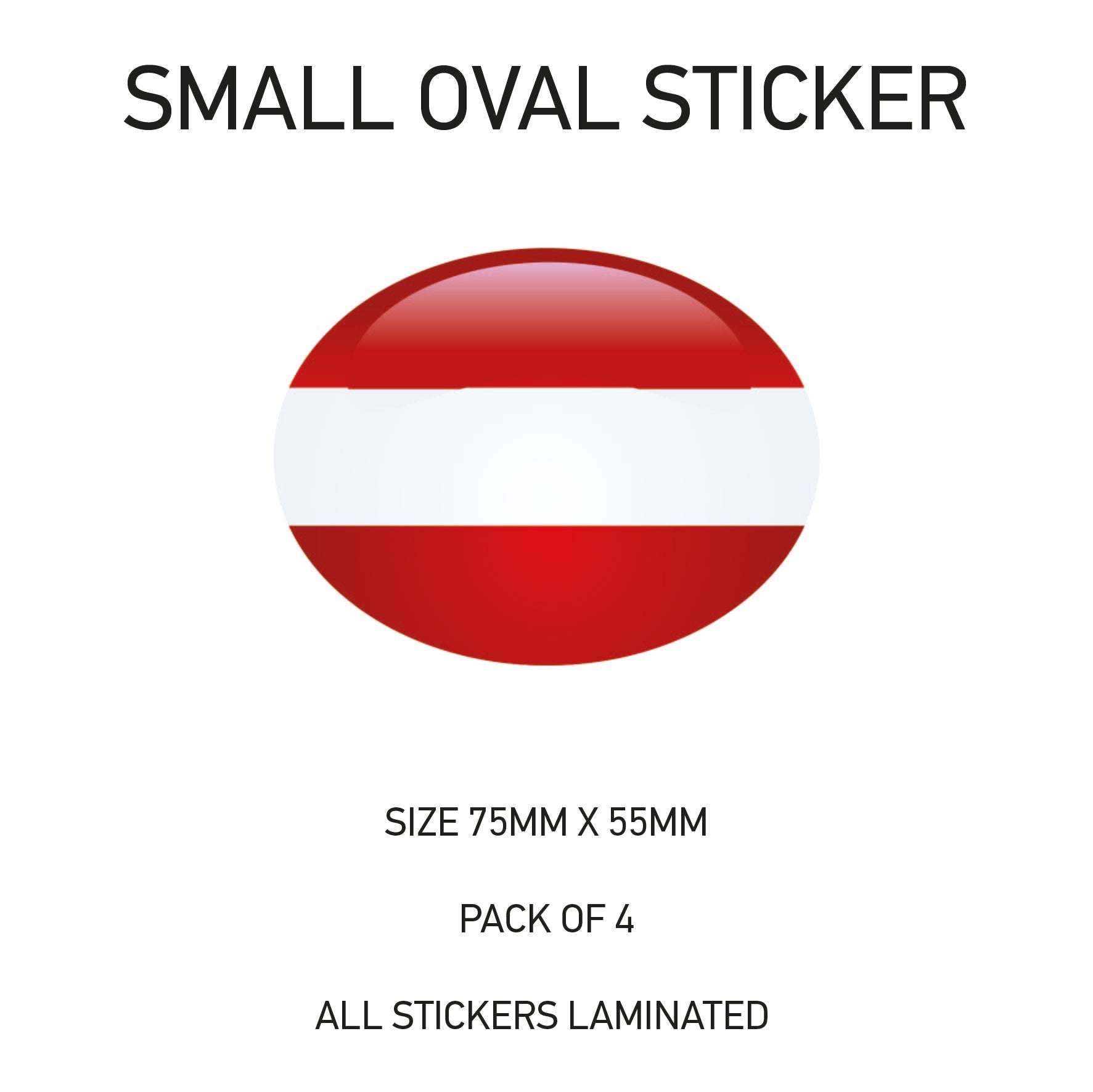 Oval Sticker 4 x 75mm x 55mm Choice of 36 SOS01-36