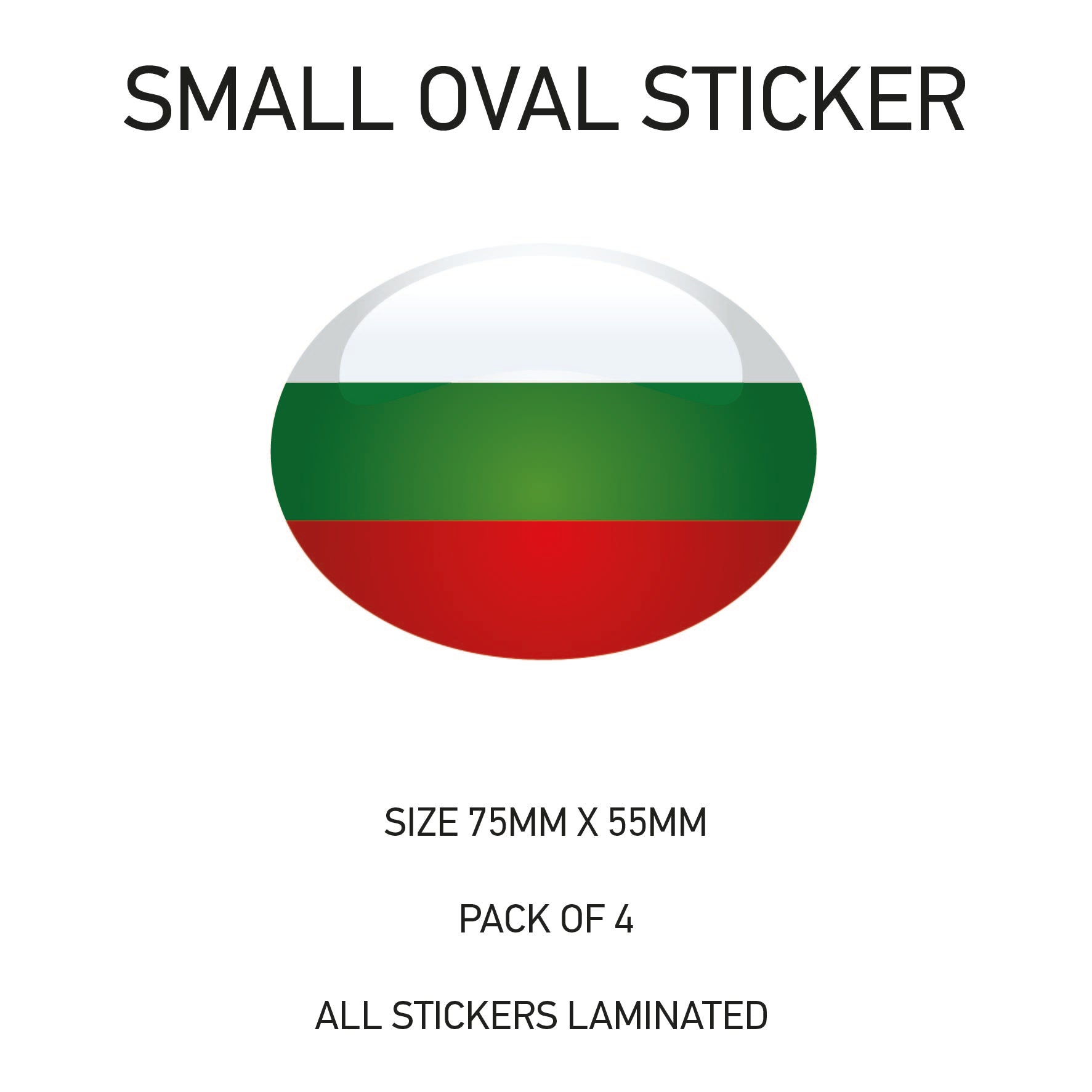 Oval Sticker 4 x 75mm x 55mm Choice of 36 SOS01-36