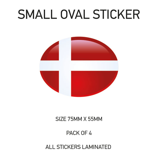 SOS07 Denmark - Oval Sticker 4 x 75mm x 55mm