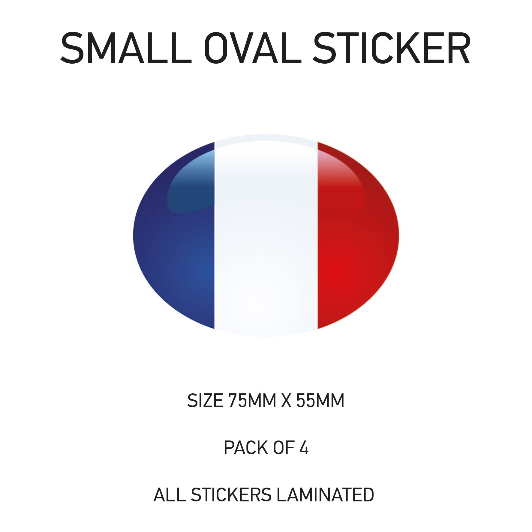 Oval Sticker 4 x 75mm x 55mm Choice of 36 SOS01-36