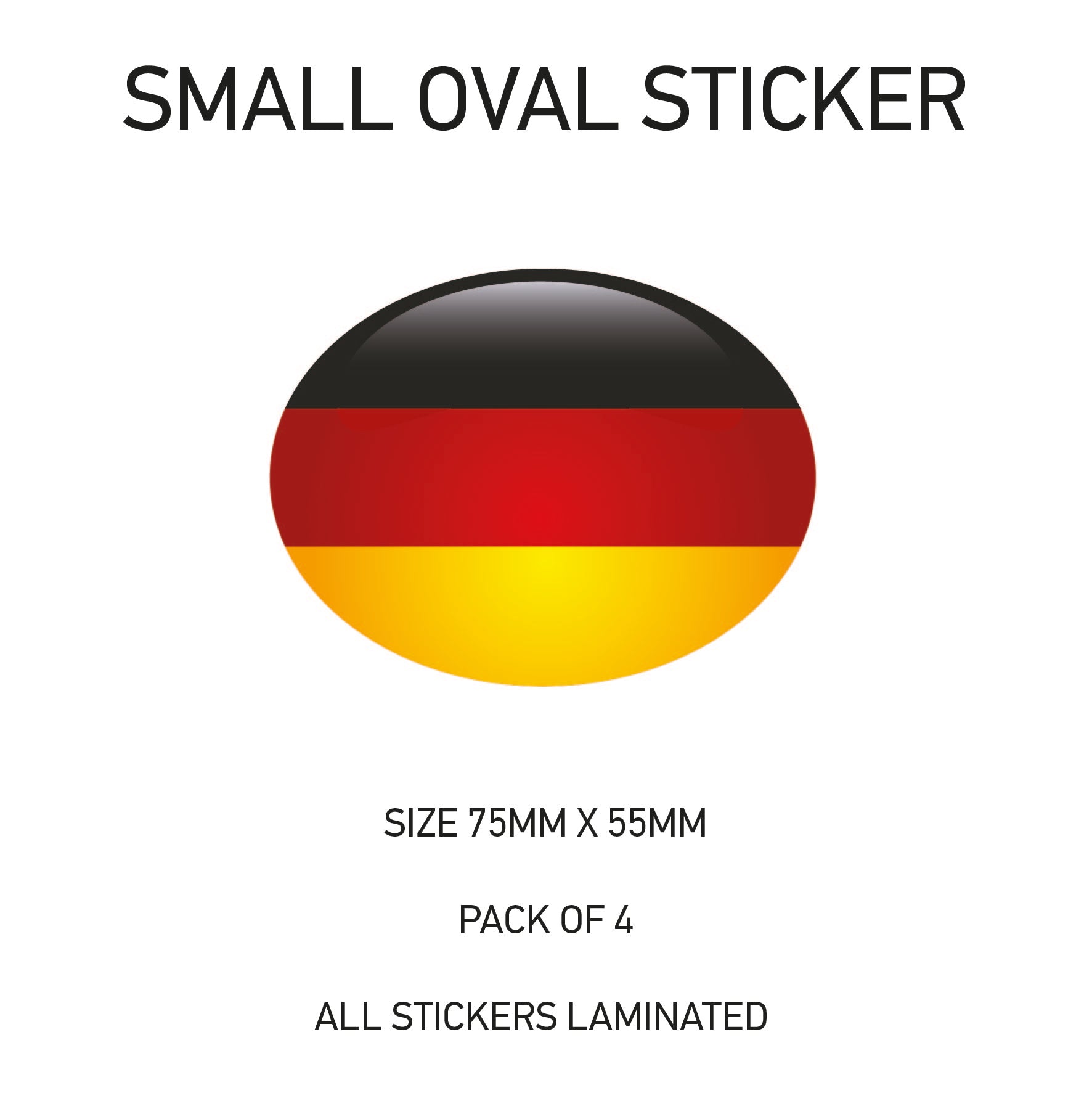 Oval Sticker 4 x 75mm x 55mm Choice of 36 SOS01-36