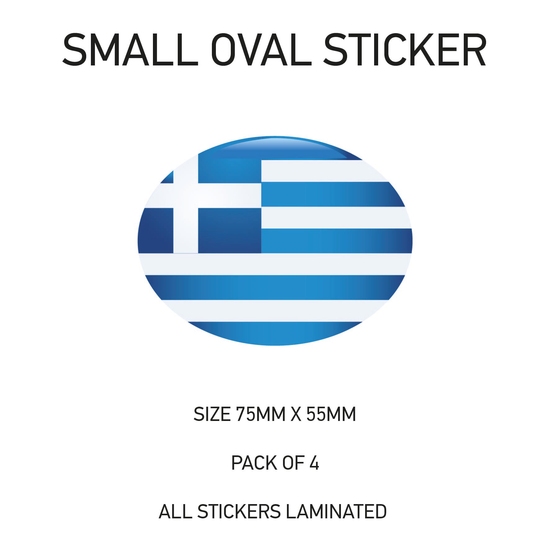 Oval Sticker 4 x 75mm x 55mm Choice of 36 SOS01-36