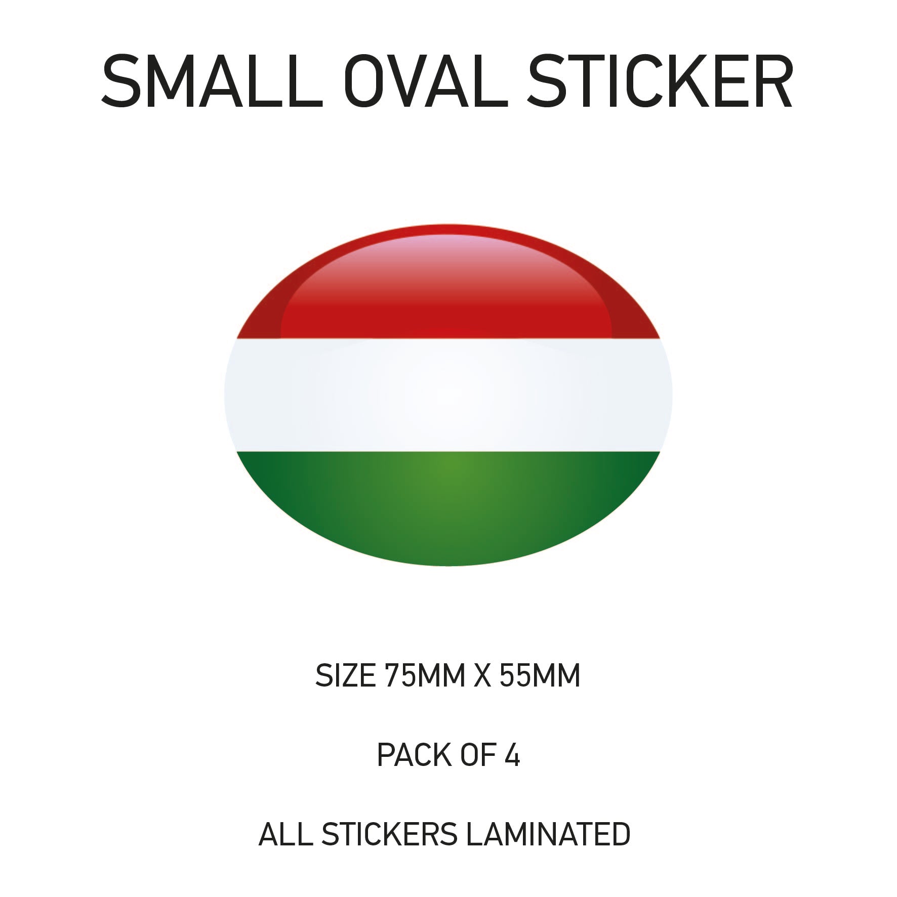 Oval Sticker 4 x 75mm x 55mm Choice of 36 SOS01-36