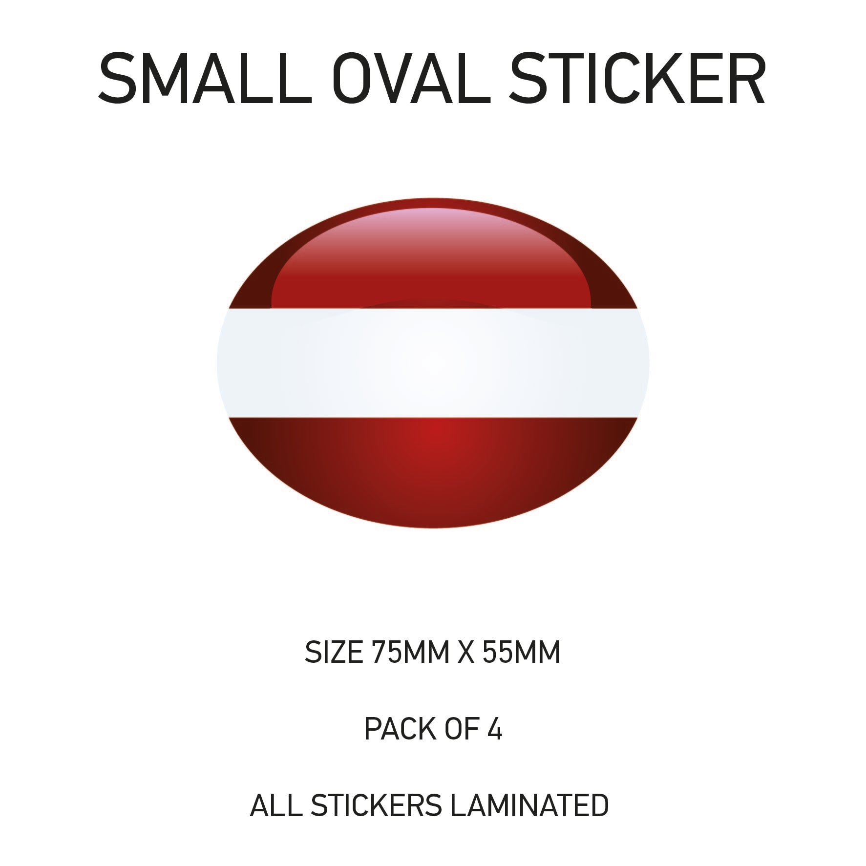 Oval Sticker 4 x 75mm x 55mm Choice of 36 SOS01-36