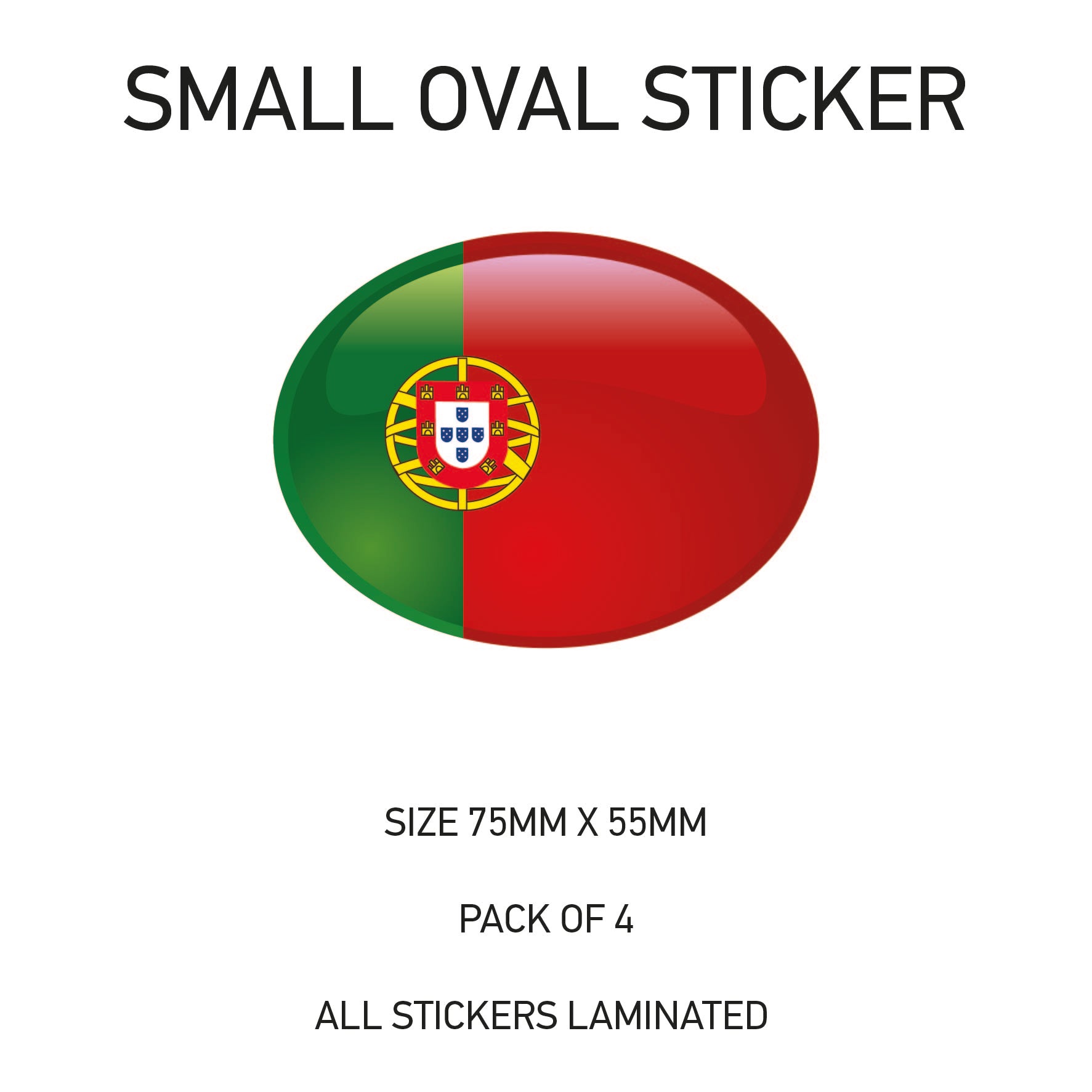 Oval Sticker 4 x 75mm x 55mm Choice of 36 SOS01-36