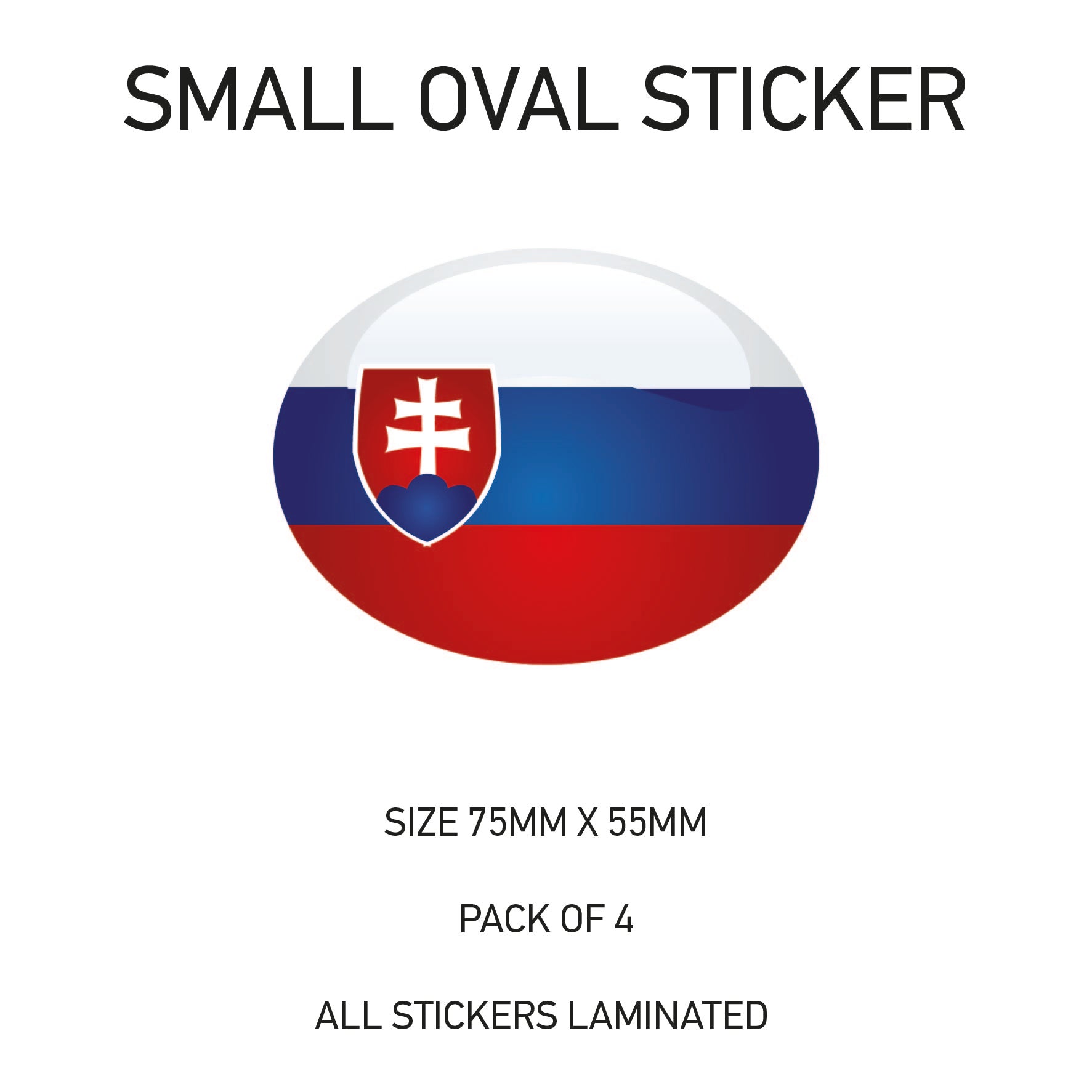 Oval Sticker 4 x 75mm x 55mm Choice of 36 SOS01-36