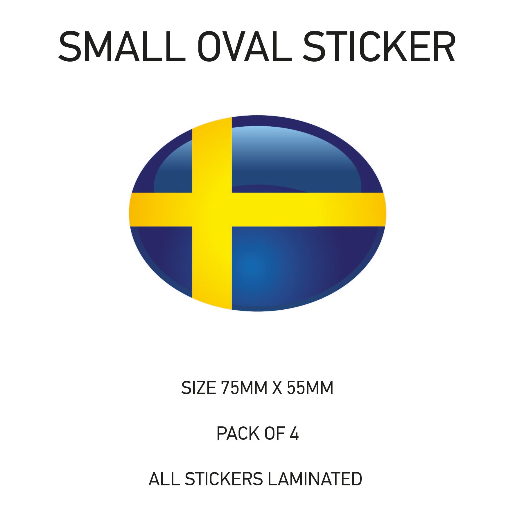 Oval Sticker 4 x 75mm x 55mm Choice of 36 SOS01-36