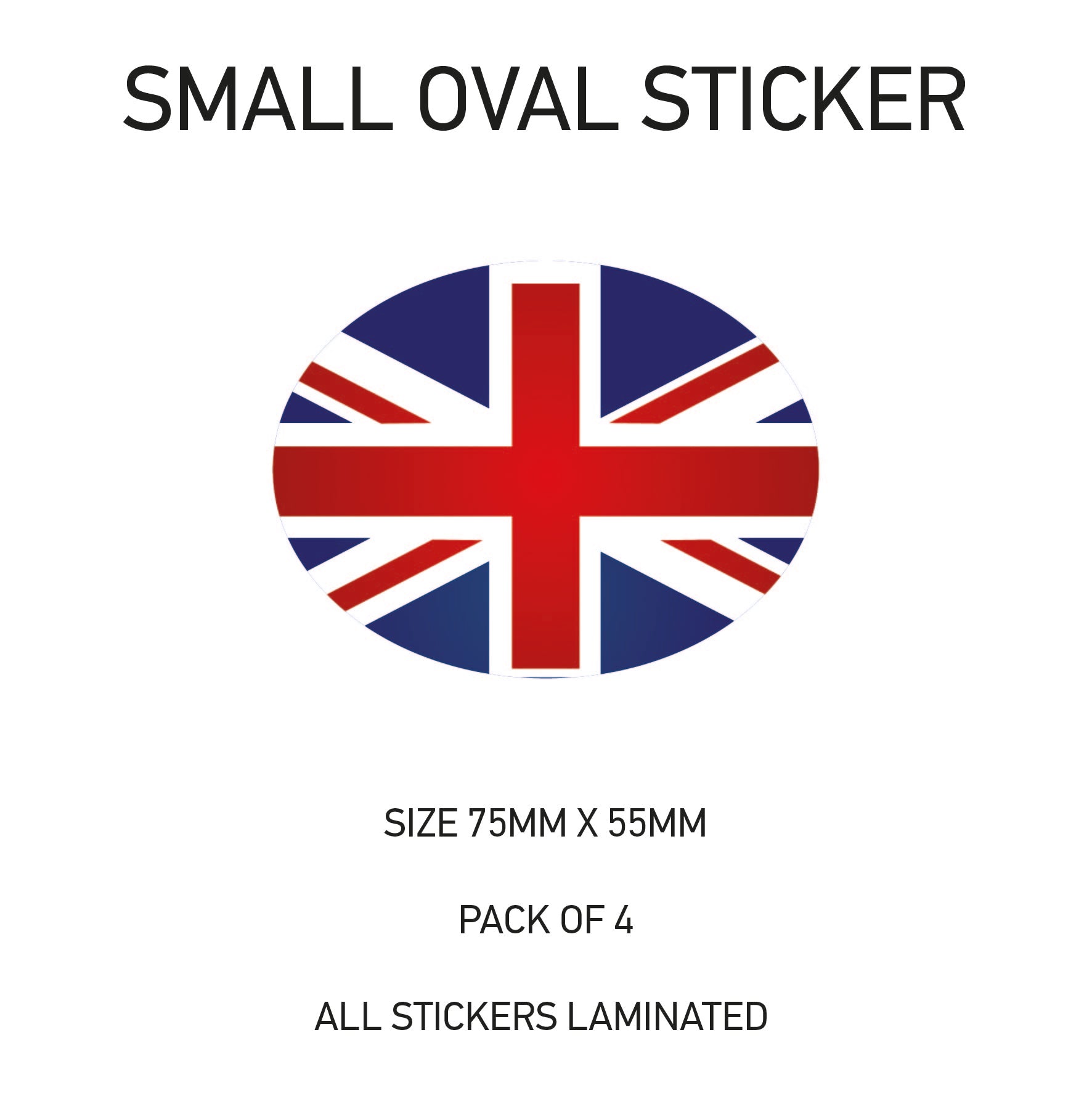 Oval Sticker 4 x 75mm x 55mm Choice of 36 SOS01-36