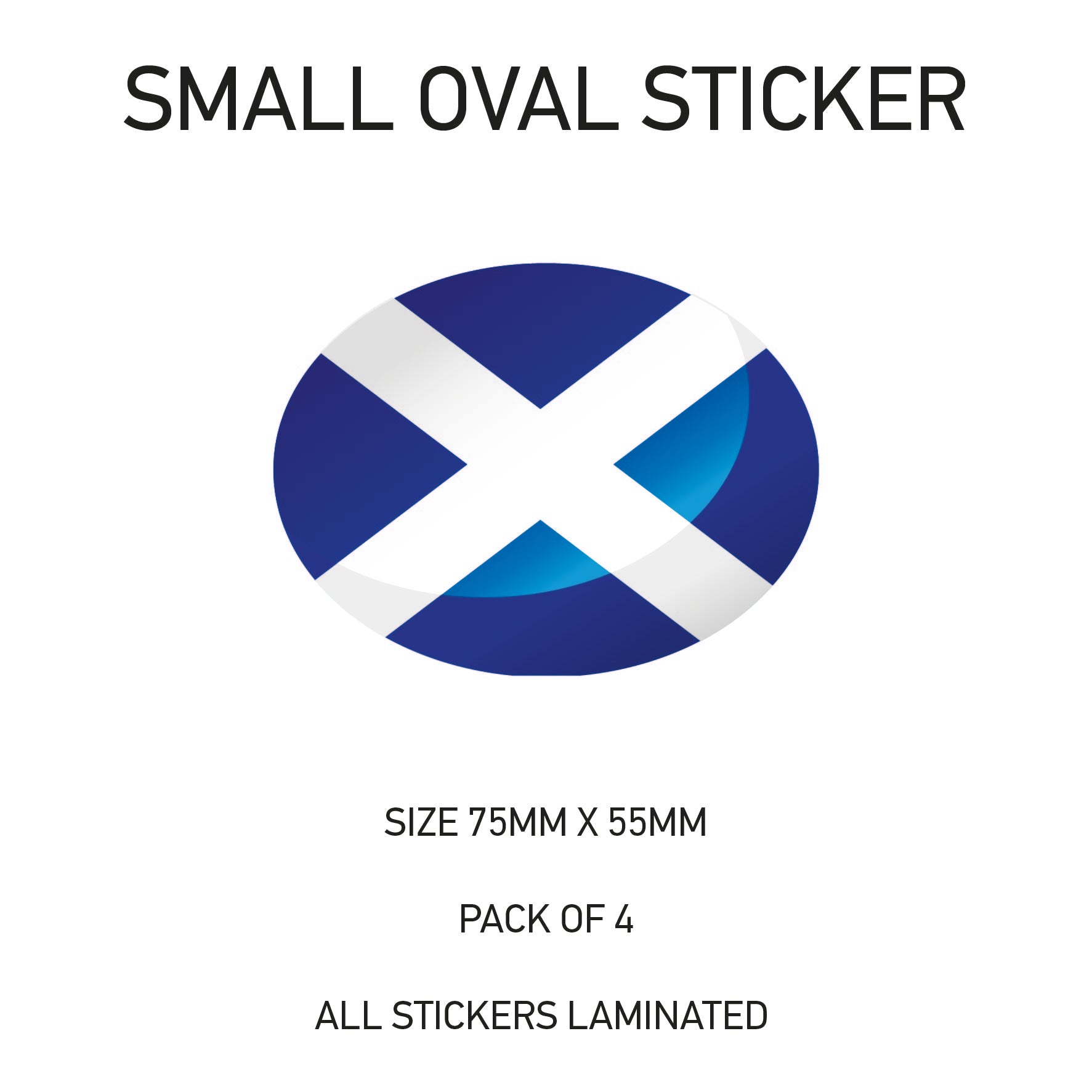 Oval Sticker 4 x 75mm x 55mm Choice of 36 SOS01-36