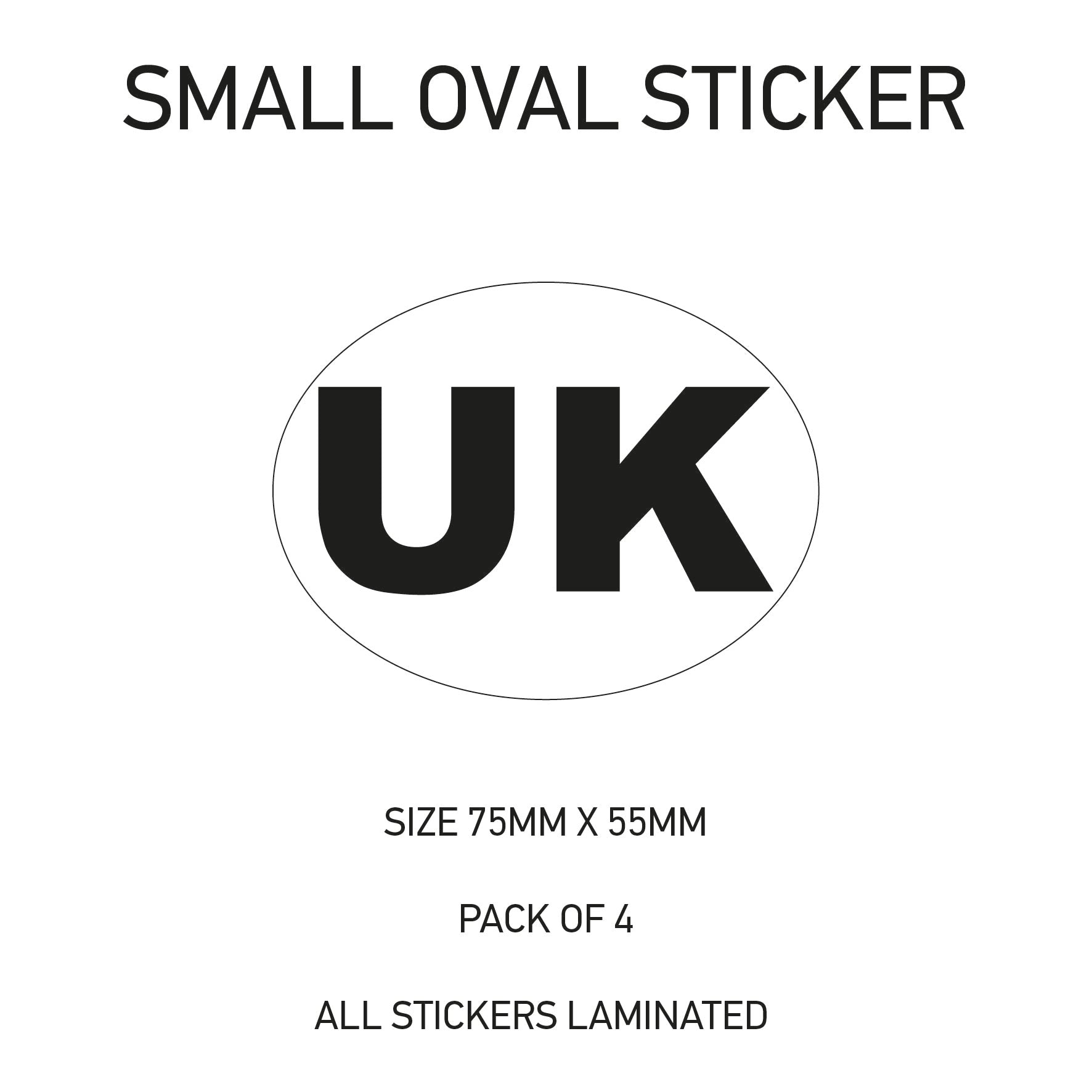 Oval Sticker 4 x 75mm x 55mm Choice of 36 SOS01-36