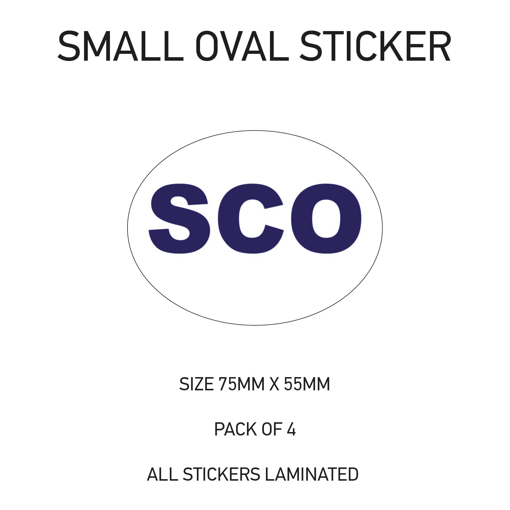 Oval Sticker 4 x 75mm x 55mm Choice of 36 SOS01-36