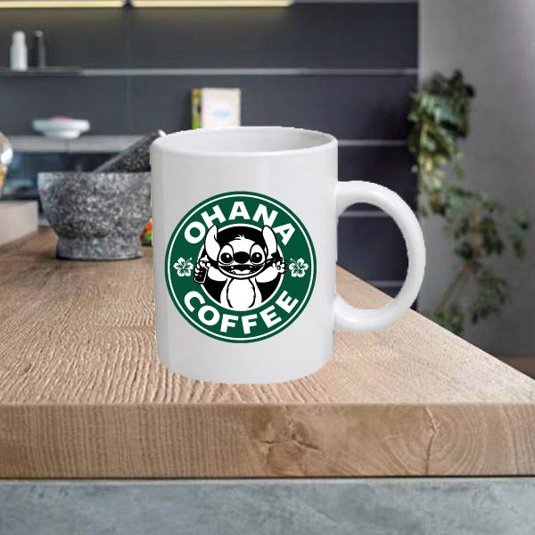 STAR17 Ohana Lilo n Stich Starbucks Coffee 11oz Ceramic Printed Mug