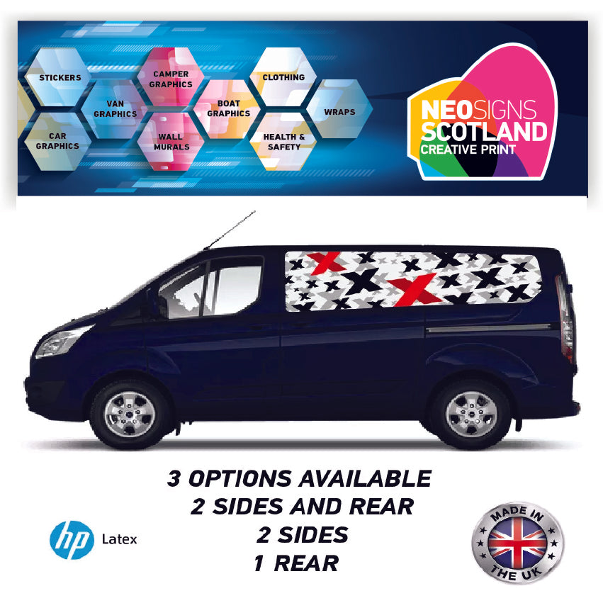 SWBFC07 Red and Black Xs Swb Van Panel Wrap Kit