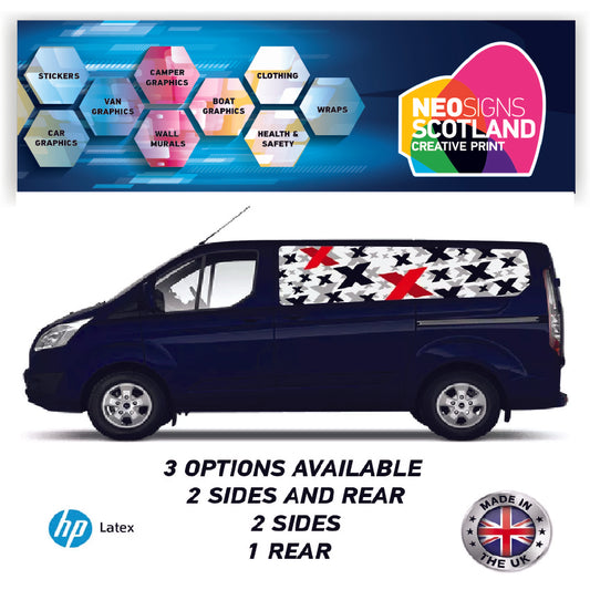 SWBFC07 Red and Black Xs Swb Van Panel Wrap Kit