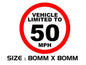 SPEED01-07 Vehicle Limited Sticker x2 Printed Vinyl Label Cab Minibus Shop