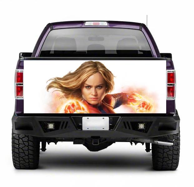TAIL002 Captain Marvel Super Hero Tailgate Truck Wrap Printed Vinyl Graphic Pick Up Tailgate Decal