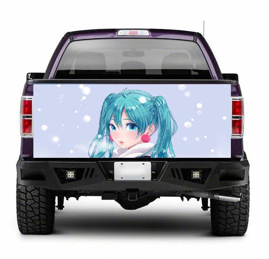 TAIL004 Blue Anime Girl Tailgate Pick up truck wrap