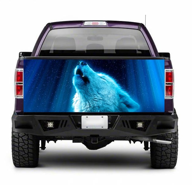 TAIL007 Night Wolf Tailgate Truck Wrap Printed Vinyl Graphic Pick Up Tailgate Decal