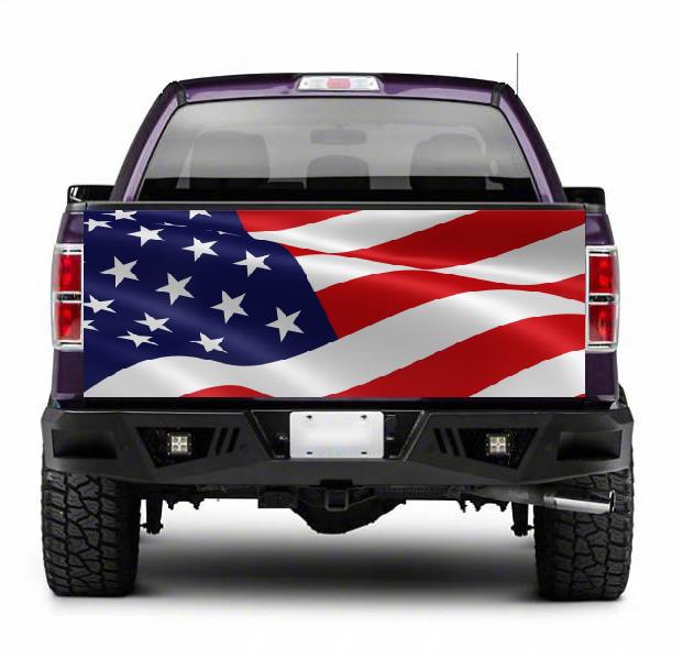 TAIL008 USA Flag Tailgate Truck Wrap Printed Vinyl Graphic Pick Up Tailgate Decal