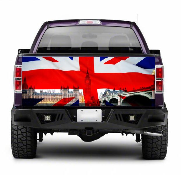 TAIL010 Uk Flag with London Bridge Tailgate Truck Wrap Printed Vinyl Graphic Pick Up Tailgate Decal