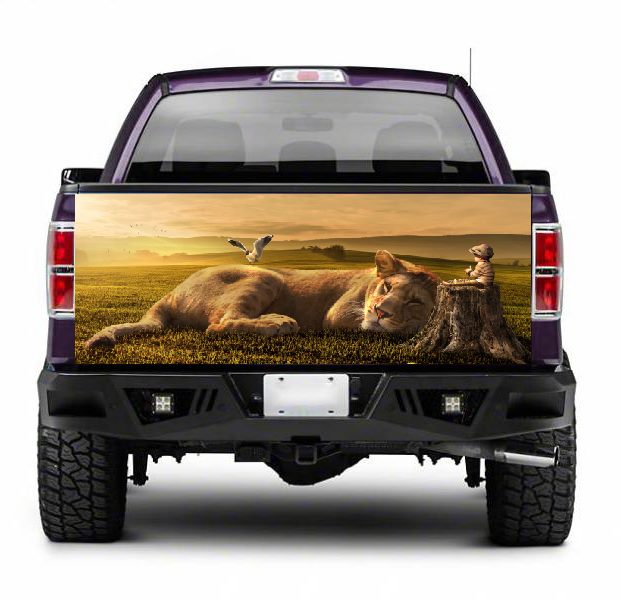 TAIL013 Sleeping Lion Tailgate Truck Wrap Printed Vinyl Graphic Pick Up Tailgate Decal