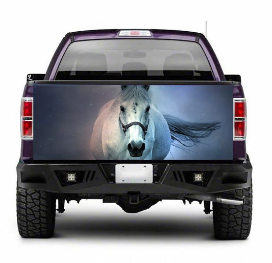 TAIL015 White Horse Tailgate Pick up truck wrap