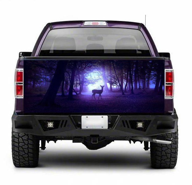 TAIL017 Deer at Night in Forrest Tailgate Truck Wrap Printed Vinyl Graphic Pick Up Tailgate Decal