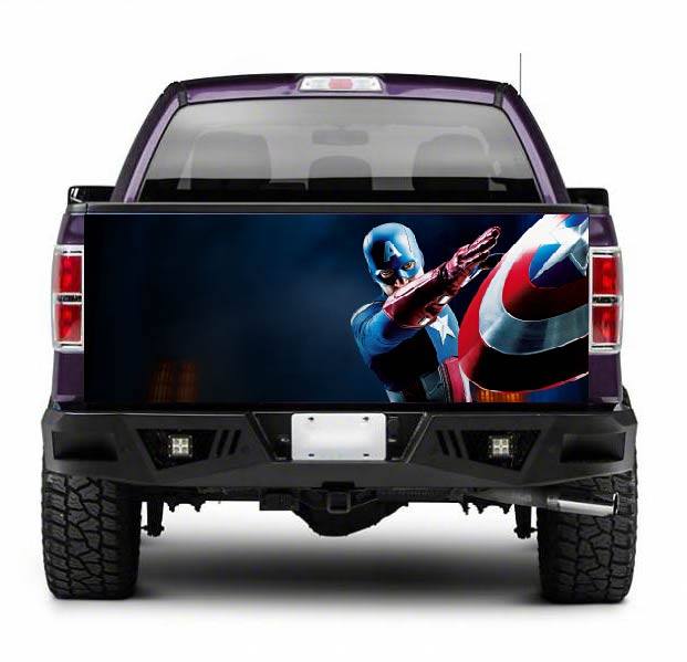 TAIL044 Captain America Tailgate Truck Wrap Printed Vinyl Graphic Pick Up Tailgate Decal