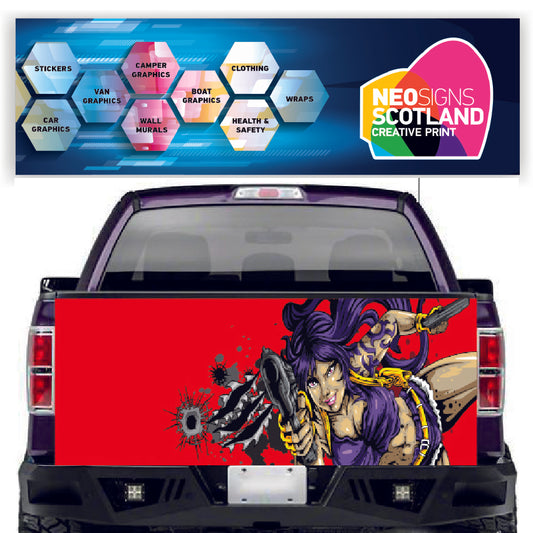 TAIL063 Women Fighter Tailgate Pick up truck wrap