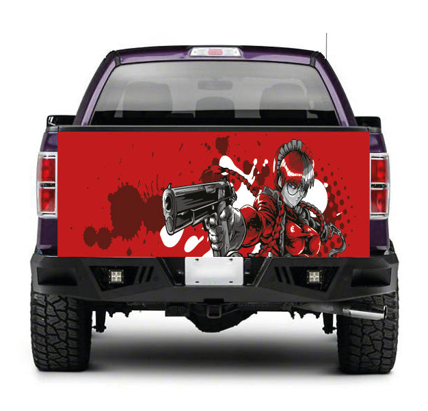 TAIL065 Anime Fighter Tailgate Truck Wrap Printed Vinyl Graphic Pick Up Tailgate Decal