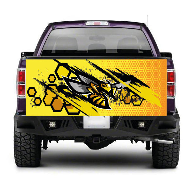 TAIL068 Bee Honeycomb Pattern Tailgate Truck Wrap Printed Vinyl Graphic Pick Up Tailgate Decal