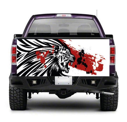 TAIL071 White and Black Tiger Tailgate Pick up truck wrap