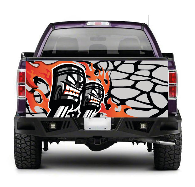 TAIL076 Angry Piston Tailgate Truck Wrap Printed Vinyl Graphic Pick Up Tailgate Decal