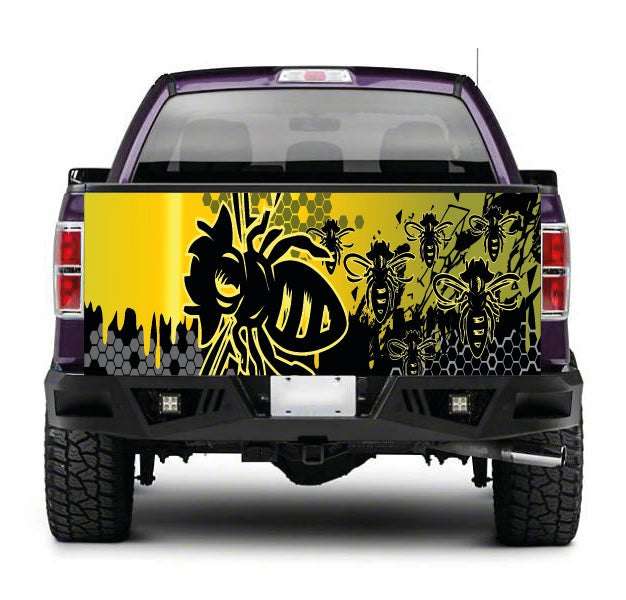 TAIL078 Honeycomb Bees Tailgate Truck Wrap Printed Vinyl Graphic Pick Up Tailgate Decal