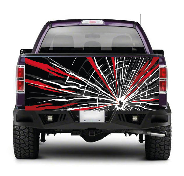 TAIL082 Shattered Glass Tailgate Truck Wrap Printed Vinyl Graphic Pick Up Tailgate Decal