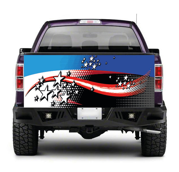 TAIL086 Stars Tailgate Truck Wrap Printed Vinyl Graphic Pick Up Tailgate Decal