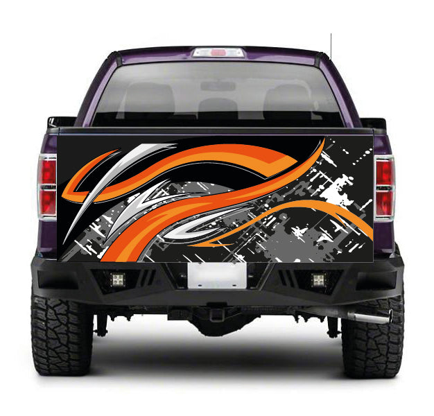 TAIL091 Orange Abstract Pattern Tailgate Truck Wrap Printed Vinyl Graphic Pick Up Tailgate Decal