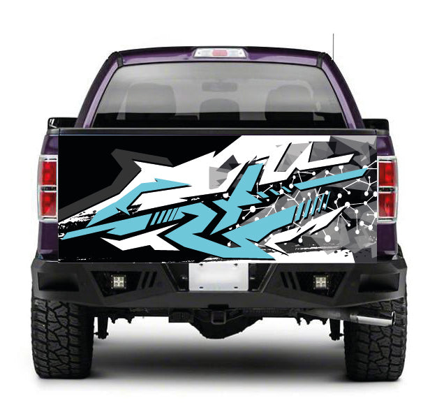 TAIL092 Blue Abstract Tailgate Truck Wrap Printed Vinyl Graphic Pick Up Tailgate Decal