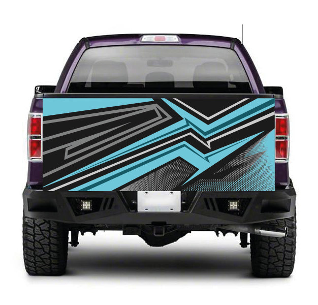 TAIL093 Abstract Blue Tailgate Truck Wrap Printed Vinyl Graphic Pick Up Tailgate Decal