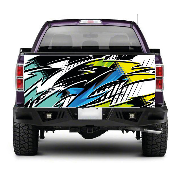 TAIL094 Colourful Pattern Tailgate Truck Wrap Printed Vinyl Graphic Pick Up Tailgate Decal