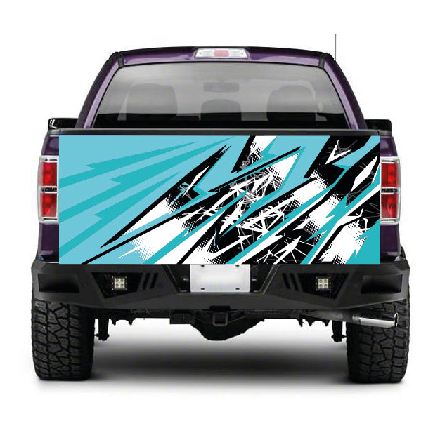 TAIL095 Blue Abstract Pattern Tailgate Truck Wrap Printed Vinyl Graphic Pick Up Tailgate Decal