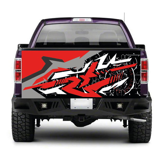 TAIL099 Red Pattern Tailgate Truck Wrap Printed Vinyl Graphic Pick Up Tailgate Decal
